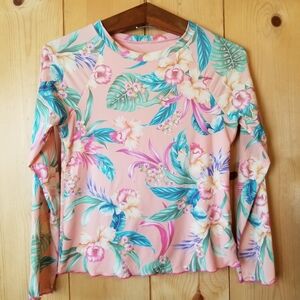 Hobie Floral Print Rashguard Beach Swim Top